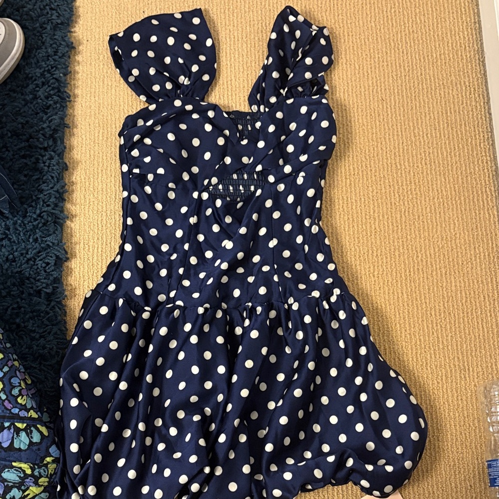 SHEIN Navy Blue Polka Dot Dress